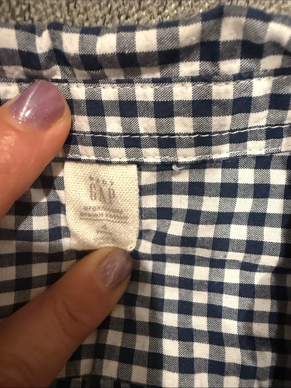 4T GAP Classic Navy and White Gingham Button-Down Shirt - Kids